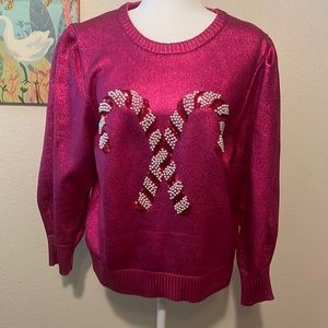 NWT Queen of Sparkles Christmas Peppermint Sweater